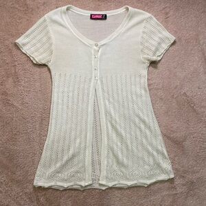 Say What? Cream Short Sleeve Knit Top